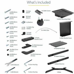 TV Wagen, rollender TV-Ständer für 37-70 Zoll VESA-Displays (70kg) (MBLTVSTNDEC) - 69,85 kg Kapazität - 4 Rollen - Stahl, 