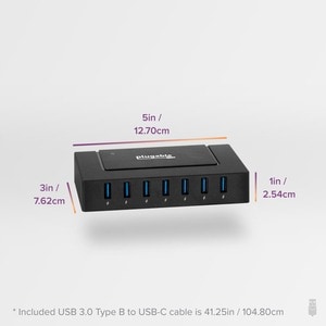 Plugable 7-in-1 USB Charging Hub with Data Transfer for Laptops with USB-C or USB 3.0 - Multiport Charging and USB Data Tr