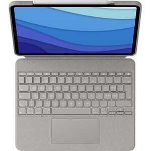 Logitech Combo Touch Keyboard/Cover Case for 32.8 cm (12.9") Apple iPad Pro (5th Generation) Tablet - Sand - Scrape Resist