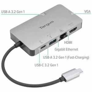 Targus DOCK419USZ USB 3.2 (Gen 1) Type C Docking Station for Notebook - 100 W - Gray - 2 Displays Supported - 4K, Full HD 