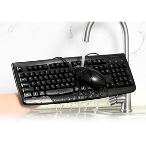 Kensington Pro Fit Washable Wired Desktop Set - USB Cable Keyboard - USB Cable Mouse - Optical - 1600 dpi - Rugged - Scrol