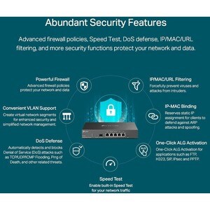 Router wireless TP-Link Omada ER7206 - Ethernet - 4 x Porta di rete - 1 x Porta banda larga - Gigabit Ethernet - Supporto 