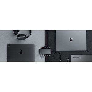 Alogic DV3 USB Type A, USB Type C Docking Station for Notebook - Memory Card Reader - SD - 100 W - Space Gray - 3 Displays
