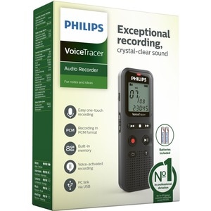 Philips VoiceTracer DVT1160 Digital Voice Recorder 8GB - 8 GB - Voice Activated - 1.3" LCD - WAV, PCM formats - up to 600 