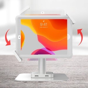 CTA Digital Desk Mount with Integrated 2 Port USB Hub w/ Universal Holder (White) - 7" to 14" Screen Support - 75 x 75, 10