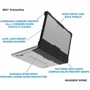 MAXCases Extreme Shell-L Rugged New Case for HP Chromebook - Textured Grip - Black/Clear - TAA Compliant - Impact Absorbin
