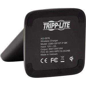 Tripp Lite 10W Wireless Fast-Charging Stand With International AC Adapter, Black - 12 V DC Input - 5 V DC, 9 V DC Output -