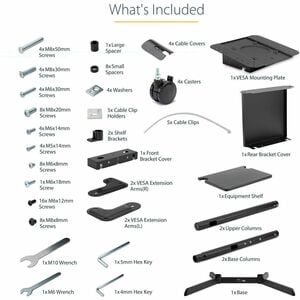 StarTech.com Mobile TV Cart, Portable Rolling TV Stand, 37-70 inch VESA Display Mount (154lb/70kg), Shelf & Storage, Rotat