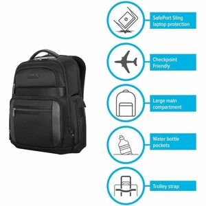 Targus Mobile Elite TBB617GL Carrying Case (Backpack) for 15" to 16" Notebook - Black - TAA Compliant - Water Resistant Bo