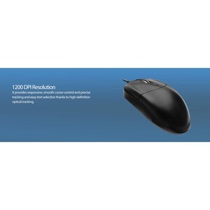 Adesso HC-3003US Mouse - USB - Optical - 3 Button(s) - Black - 1 Each - Cable - 1000 dpi - Scroll Wheel - Symmetrical