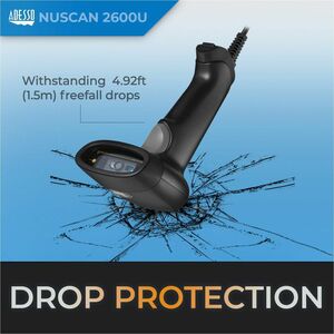 Adesso NuScan 2600U Logistics, Warehouse Handheld Barcode Scanner - Cable Connectivity - 30 scan/s - 304.80 mm Scan Distan