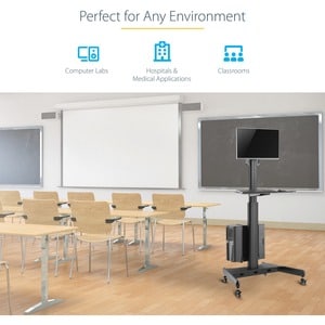 StarTech.com Mobile Trolley - 9.98 kg Load Capacity - Steel - 645.2 mm Length x 850.9 mm Width - Black