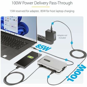 StarTech.com USB C Multiport Adapter, USB C auf 4K 60Hz HDMI 2.0 Dockingstation, 2-Port 10Gbit/s USB Hub, 100W PD, SD/Micr