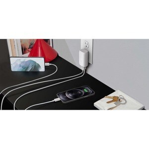 Belkin 37W Portable Dual Port USB-C Wall Charger - 1xUSB-A (12W), 1xUSB-C (30W) - Fast Charging - Power Adapter - White -