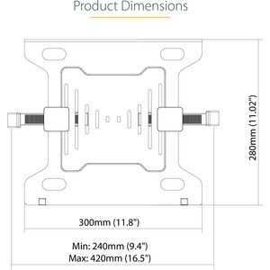 StarTech.com VESA Laptop Tray, Adjustable Monitor Arm Laptop Tray, Secures Notebooks up to 4.5kg (9.9lb), 75x75 & 100x100 