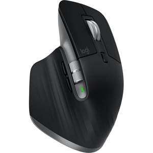 Logitech MX Master 3 实际大小 鼠标 - 蓝牙 - C型 USB - 暗视野 - 7 按钮 - 太空灰 - 无线 - 可充电 - 4000 dpi - 滚轮