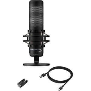 HyperX QuadCast S Wired Condenser Microphone - Black, Grey - 2.99 m - Stereo - 20 Hz to 20 kHz - Omni-directional, Cardioi