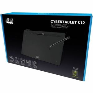 Adesso CyberTablet K12 Graphics Tablet - 5080 lpi - Cable - Black - 304.80 mm x 177.80 mm Active Area - 8192 Pressure Leve