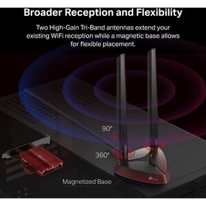TP-Link Archer TXE75E AXE5400 Triband Wi-Fi/Bluetooth-Kombi-Adapter für Desktop Computer, Spielecontroller, Kopfhörer, Tas