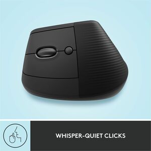 Logitech Lift Left Vertical Ergonomic Mouse, Left-handed, Wireless, Bluetooth or Logi Bolt USB, Quiet clicks, Graphite - O