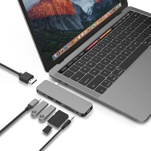 Hyper Model GN21D-GRAY USB Type C Docking Station - Memory Card Reader - SD - Space Gray - 4K - 3840 x 2160 - 2 x USB Type