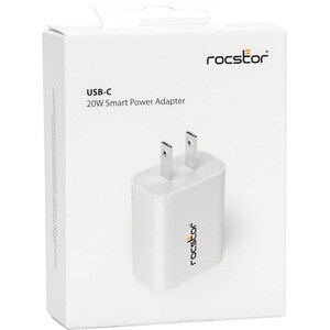 Rocstor 20W Smart USB-C Power Adapter - For Apple® iPhone® 8, 10, 11, 12, & 13, iPad Pro®, iPad Air®, or any USB-C enabled