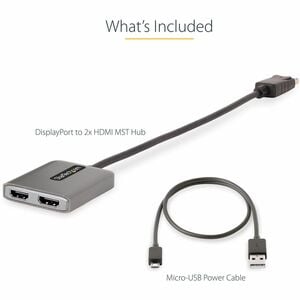 StarTech.com DP to Dual HDMI MST HUB, Dual HDMI 4K 60Hz, 2 Port DisplayPort Multi Monitor Adapter with 1ft/30cm Cable, DP 