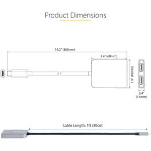 StarTech.com USB-C to Dual HDMI Adapter, USB Type-C Multi-Monitor MST Hub, Dual 4K 60Hz HDMI Laptop Display Extender / Spl