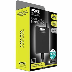 Port Connect 90 W AC Adapter - 1 Pack - Universal Adapter - For PC, MAC, MacBook - 120 V AC, 230 V AC Input - 5 V DC, 9 V 