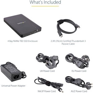 StarTech.com 4 Bay Thunderbolt 3 NVMe Enclosure, For M.2 NVMe SSD Drives, 1x DisplayPort Video and 2x TB3 Downstream Ports