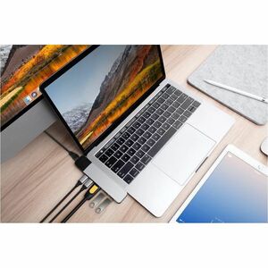 HyperDrive NET GN28N-SILVER 6 Port(s) Dual USB Type C Docking Station for MacBook - Silver - 4K @30Hz - 3840 x 2160 - 4 x 