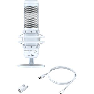 HyperX QuadCast S Wired Condenser Microphone for Live Streaming, Broadcasting - White, Grey - Stereo - 20 Hz to 20 kHz -36