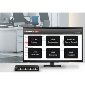 Switch Ethernet Edimax Pro GS-5008E 8 Porte Gestibile - Gigabit Ethernet - 10/100/1000Base-T - 2 Layer supportato - Coppia