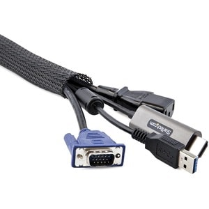 StarTech.com Guaina per cavi da 3m con chiusura a strappo, accorciabile, diametro 3 cm, guaina per cavi con maglia in poli