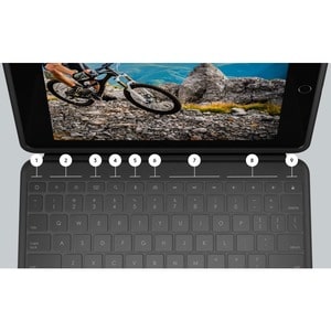 Estuche de teclado/cubierta Logitech Rugged Folio (Folio) iPad (7Ş generación) Tableta - Grafito - Anti salpicaduras/Derra
