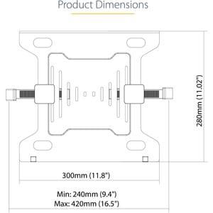 StarTech.com VESA Laptop Tray, Adjustable Monitor Arm Laptop Tray, Secures Notebooks up to 4.5kg (9.9lb), 75x75 & 100x100 