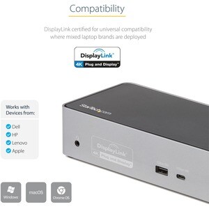 StarTech.com USB 3.1 Typ C Docking Station für Notebook, Monitor, Headset, Workstation, Desktop-PC, Smartphone, Tastatur, 
