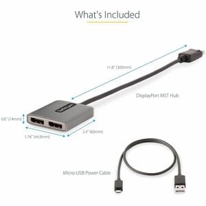 StarTech.com Dual-Monitor DisplayPort 1.4 Splitter, DisplayPort to 2x DP Multi-Monitor Adapter, Dual 5K 60Hz Computer MST 