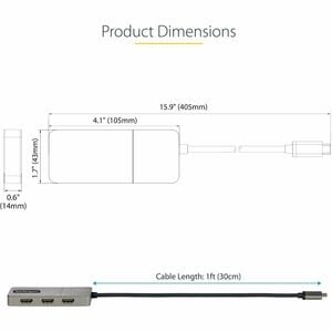 StarTech.com 3-Port USB-C Multi-Monitor Adapter, Type-C to 3x HDMI MST Hub, Triple 4K60Hz HDMI Laptop Display Extender / S