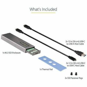 StarTech.com USB-C 10Gbps to M.2 NVMe or M.2 SATA SSD Enclosure, Tool-free M.2 PCIe/SATA SSD Aluminum Enclosure, USB-C & U