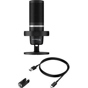 HyperX DuoCast Wired Microphone - Black - Shock Mount - USB