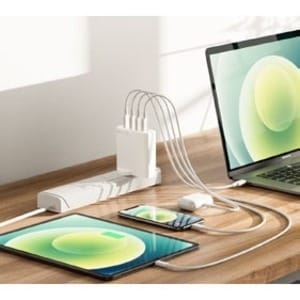 4 Port 100W USB-C USB-A GaN Charger - With 2m USB-C Cable Laptop iPhone iPad Smartphone