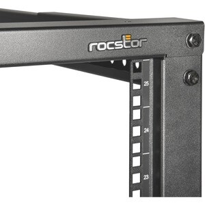 Rocstor SolidRack 25U Adjustable Depth Open Frame 4 Post Rack w/ Casters - Adjustable mounting depth of 23.5in-41in & 25.1