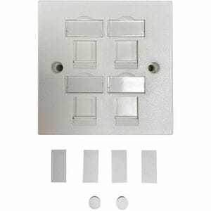 Eaton Tripp Lite Series 4-Port UK-Style Keystone Wall Plate, Unloaded Shuttered Module, White, TAA - 4 x Total Number of S