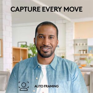 Logitech Brio 505 Full HD Webcam, TAA Compliant, Auto-Framing, Show Mode, Dual Noise Reduction Mics, Privacy Shutter - A f