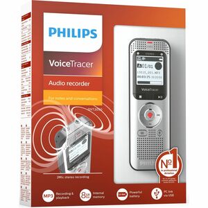 Philips VoiceTracer DVT2050 Audio Recorder - [Built-in ]Microphone, Speaker, FM Radio - 8 GB Flash Memory - SD, microSD Su