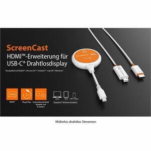j5create ScreenCast JVAW62-N Video Extender Transmitter/Receiver - Wireless - 15 m Range - 2 x USB - 1080p - 1920 x 1080 V