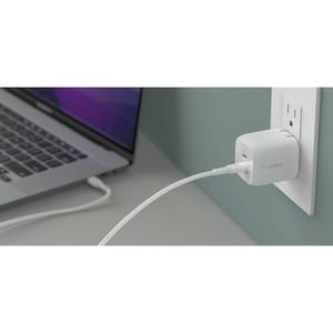 Belkin BoostCharge Pro Dual USB-C GaN Wall Charger with PPS 45W Laptop Chromebook Charging - Power Adapter - 45 W