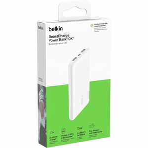 Belkin 15W 3-port USB Power Bank - 10K mAh - 2xUSB-A (12W), 1xUSB-C (15W) - Portable Charger - w/ USB-A to USB-C Cable - W