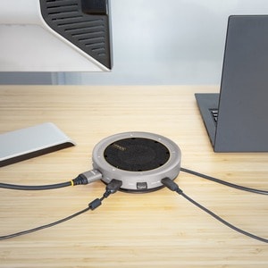 StarTech.com USB-C Speakerphone Docking Station, Mini Portable Conference Speaker/Audio Dock, VGA/4K HDMI, USB Hub, Teams/